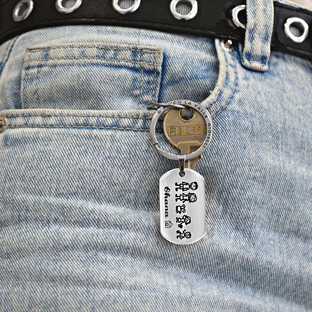 Portachiavi personalizzato in metallo con incisione porta chiavi famiglia  Family ciondolo piastrina